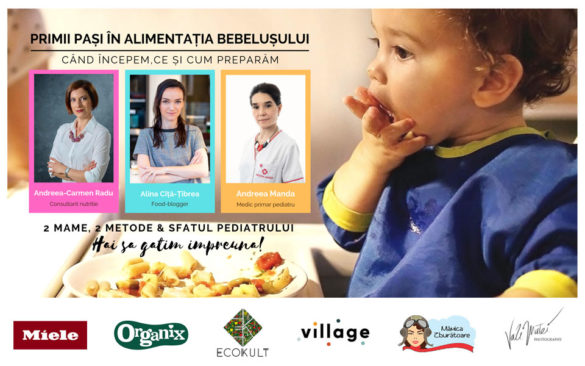 coperta-blog Atelier 2 - Primii pași în alimentația bebelușului: când începem, ce și cum preparăm.